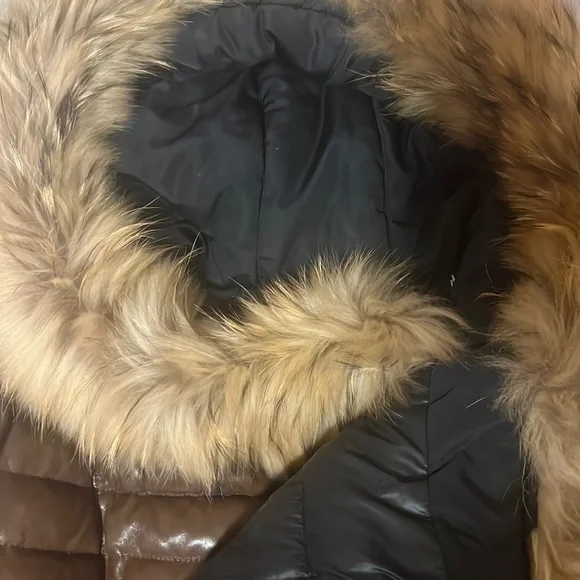 Rudsak faux fur coat size large color is blue and brown